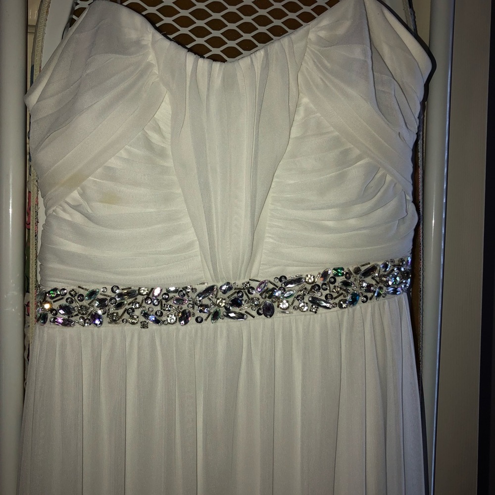 Strapless White Diamond Belt Dress